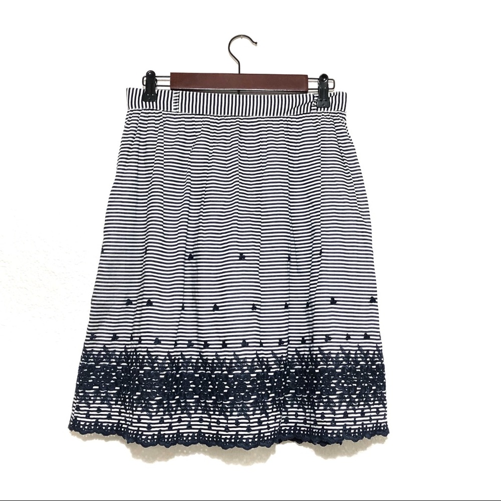 KATE SPADE Lawson Skirt Striped Floral Embroidered